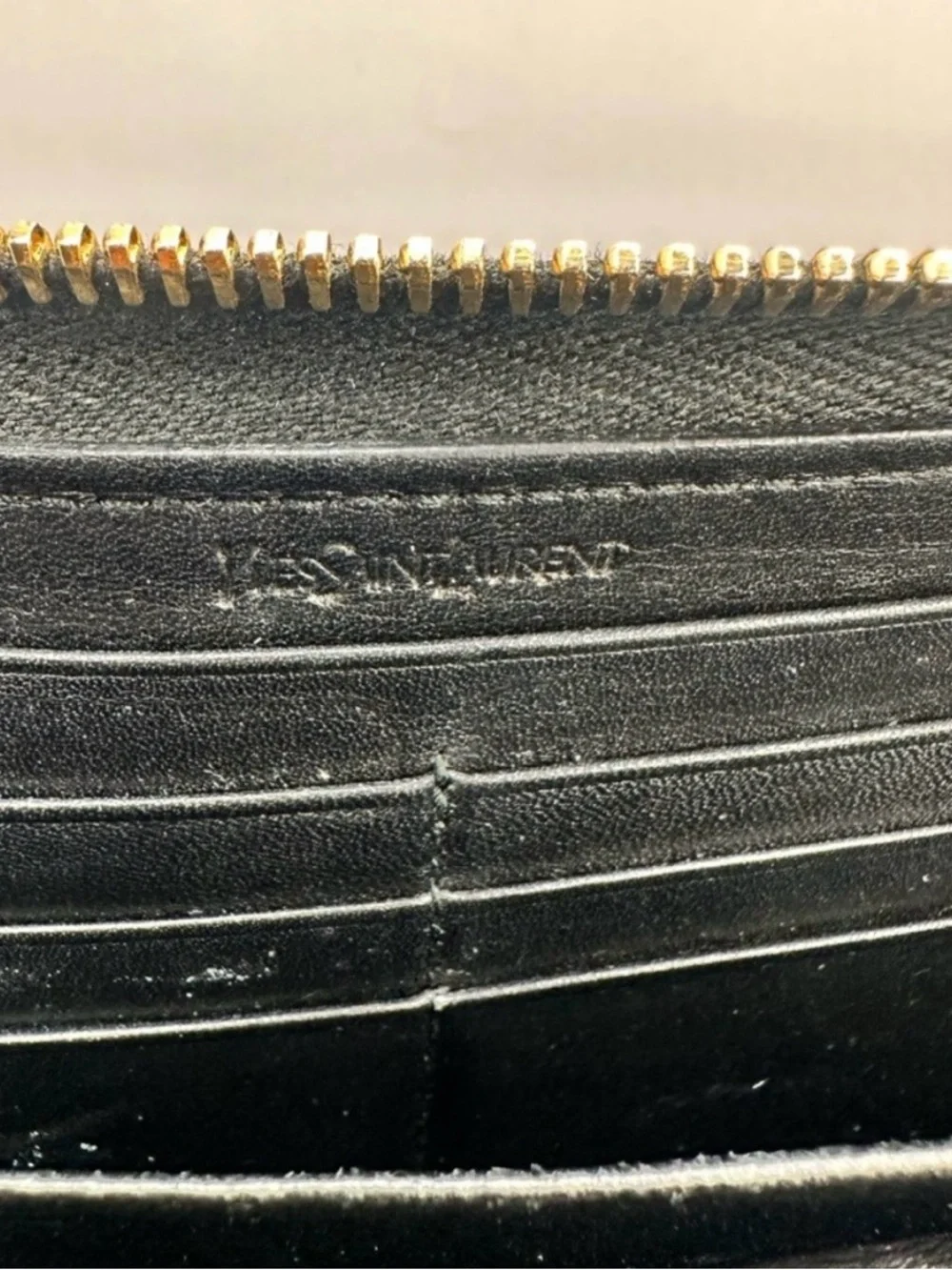 Yves Saint Laurent Black Leather Zip Wallet with Gold Hardware - Picture 5 of 5